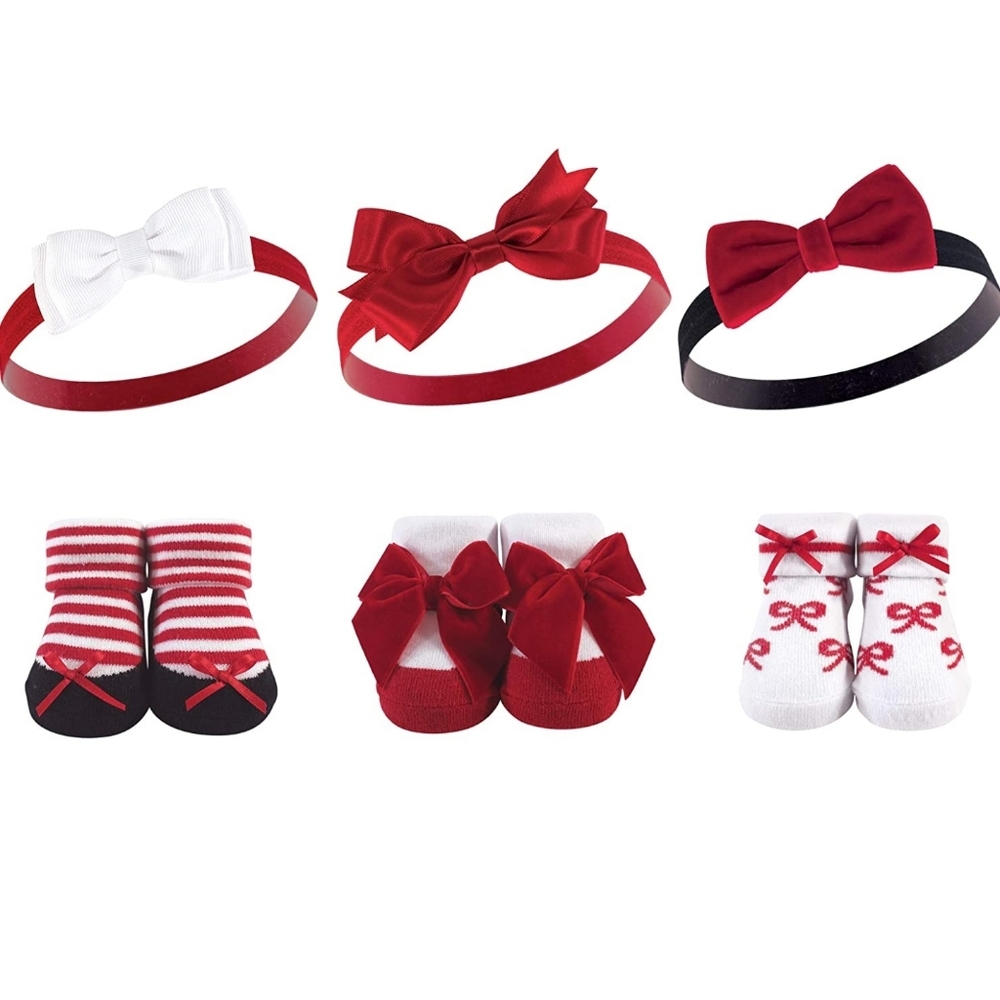 Hudson Baby 6 Piece Bow Headbands & Sock Gift Set